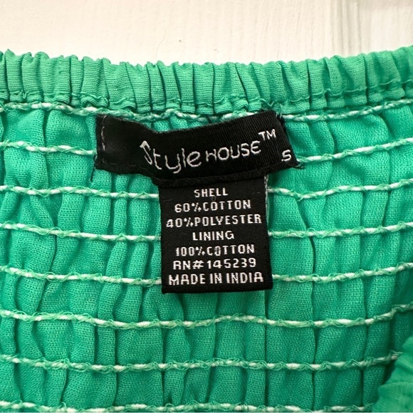Style House Kelly Green Tiered Puff Sleeve Mini Dress sz Small - Picture 9 of 9